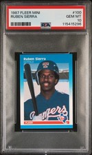 PSA 10 GEM MINT 1987 FLEER MINI RUBEN SIERRA #100 RANGERS ROOKIE RC 15296 B270