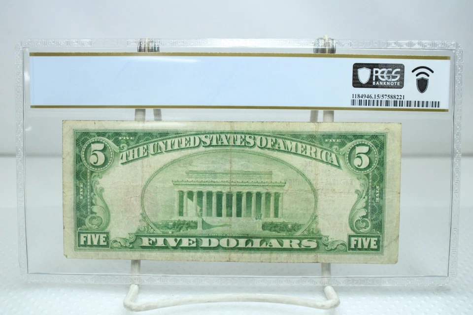 1929 $5 Type-2 Bank of America NT&SA San Francisco CA Currency PCGS 15 #0415 - Image 2 of 2