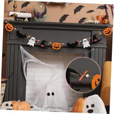 8.2ft Pumpkin Ghost Garland with Bows Felt Pumpkin Ghost Bat Witch Halloween