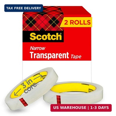 Scotch Transparent Tape, 2 Rolls, 1/2 x 2592 Inches, Classic Glossy-Finish, Boxe