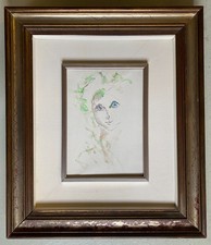 DIPINTO OLIO TELA TRECCANI ERNESTO "Viso" TECNICA MISTA RITRATTO 25x35cm '900