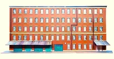 Model RR Building FLAT, Background Scenery "Warehouse, Large" Choose your size!!