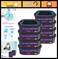 8 Pack Cat Litter Refill Bags for Genie Standard Plus Pails - Eco-Friendly, Du