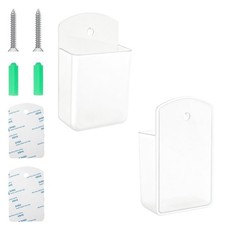 2 Pcs Remote Control Holder Wall Mount Self Adhesive Storage Box for Home Office