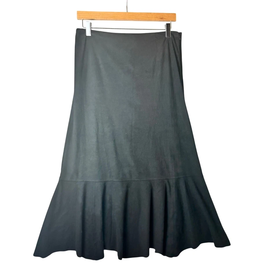 Maxi Falda J.Jill Para Mujer Talla 10 Niveles Negra Larga Minimalista Modesto Volantes Foto 3 de 4