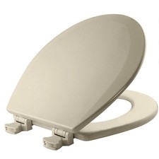 Mayfair 46EC 006 Bone Round Molded Wood Toilet Seat w/ Easy Clean Hinges