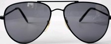 Vintage Opti Ray Aviator Sunglasses Black Metal Frame Gray Lens 80s