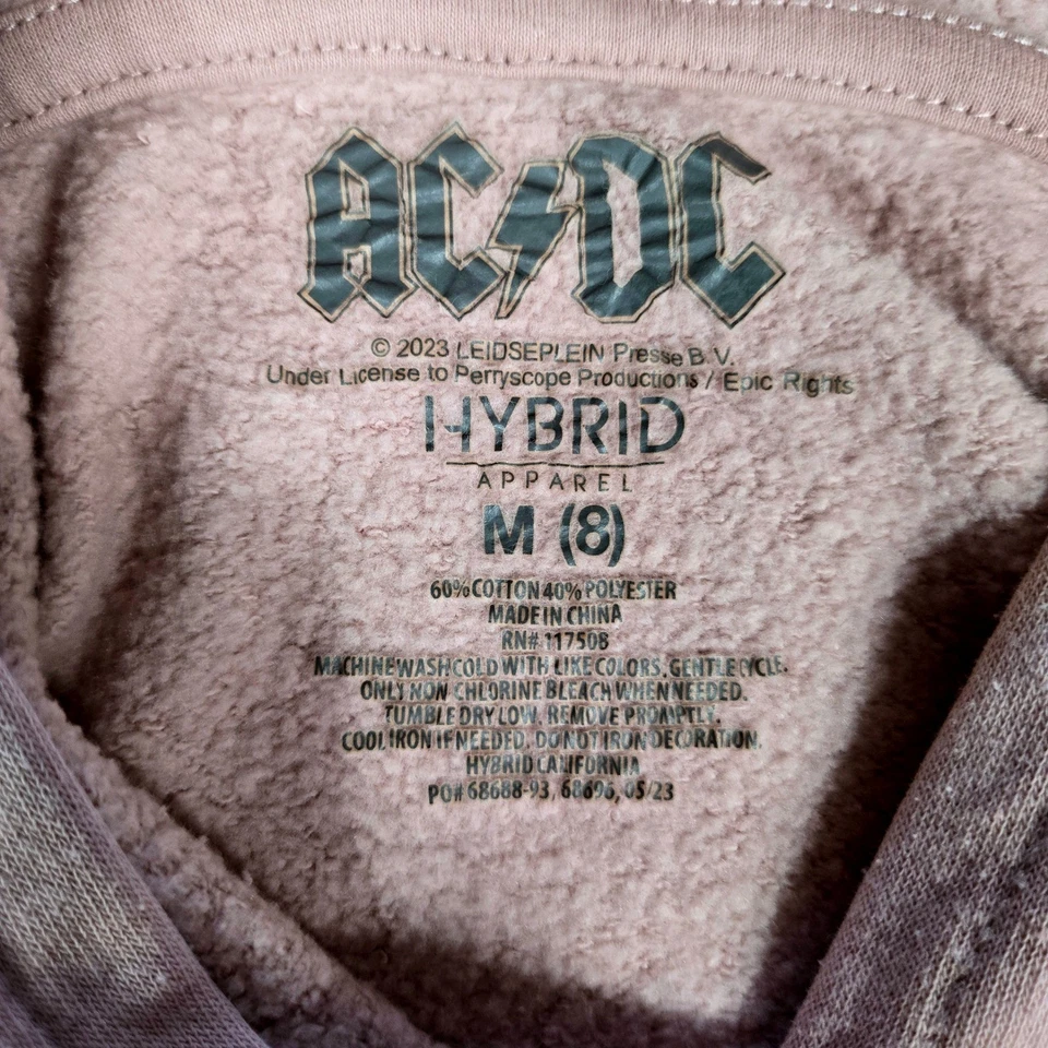 AC/DC Rock Band Sudadera con Capucha Niñas M Rosa Ropa Híbrida 1973 Llamas Gráfico Rock Foto 4 de 4