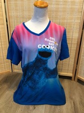 Sesame Street St. Scrubs Top Cartoon Cookie Monster Medium M H815