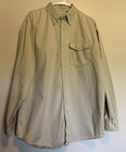LL Bean Shirt size L Mens Khaki Tan Button Front One Pocket Long Sleeve OCC 97