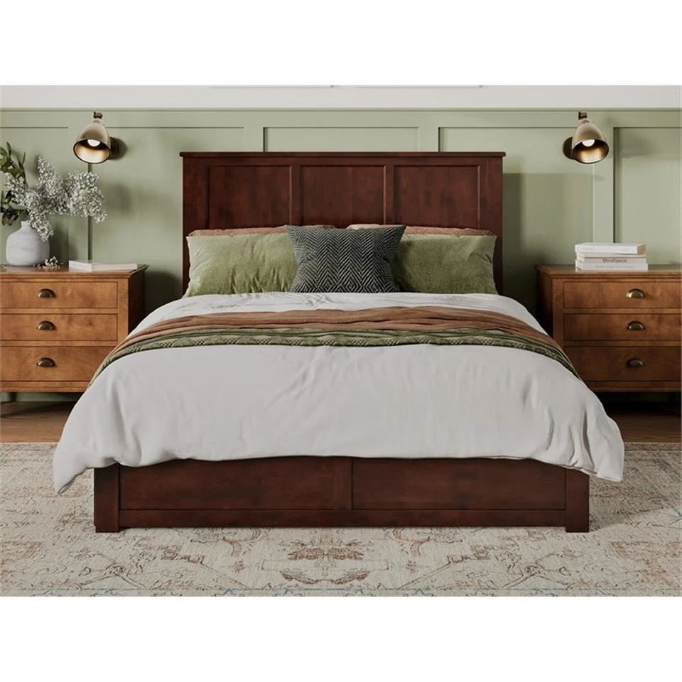 AFI Madison Queen Solid Wood Platform Bed with Storage Drawers in Walnut Foto 4 de 4