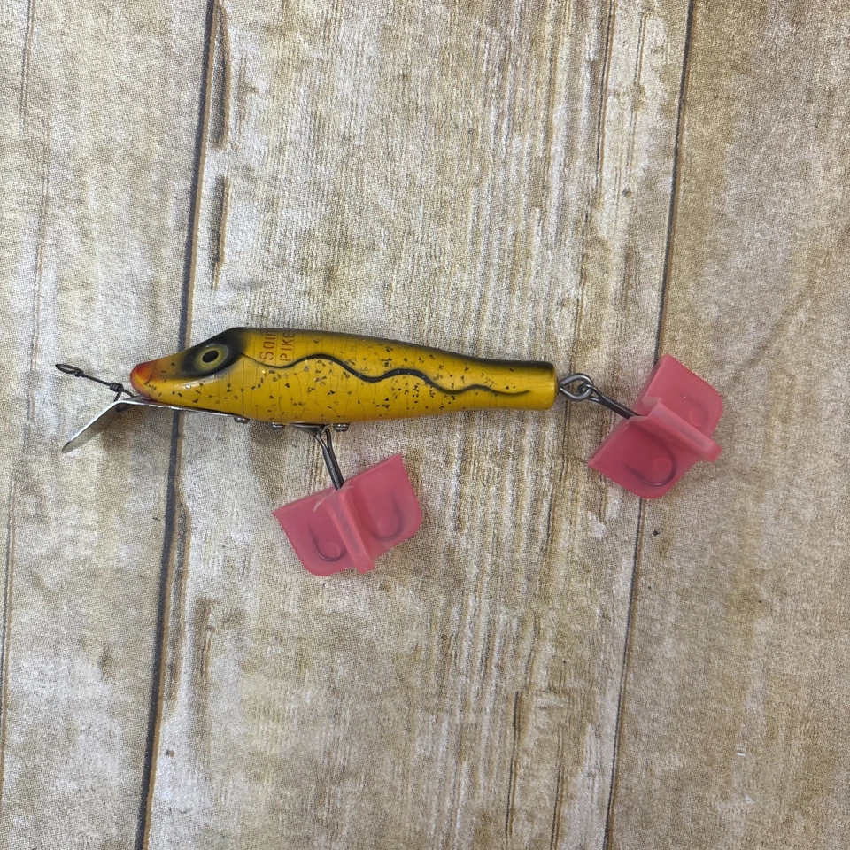 Isca de pesca South Bend Pike Oreno 956 SSY onda de sombra amarela vintage madeira - Imagem 2 de 4