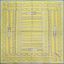 RDC15219 TIFFANY CO. Yellow Return to Tiffany Silk Scarf 90cm