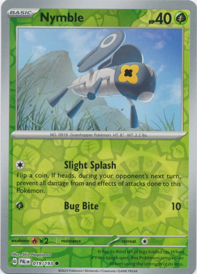 Nymble - 019/193 - Common - Reverse Holo (Near Mint) Paldea Evolved - Grass Poké