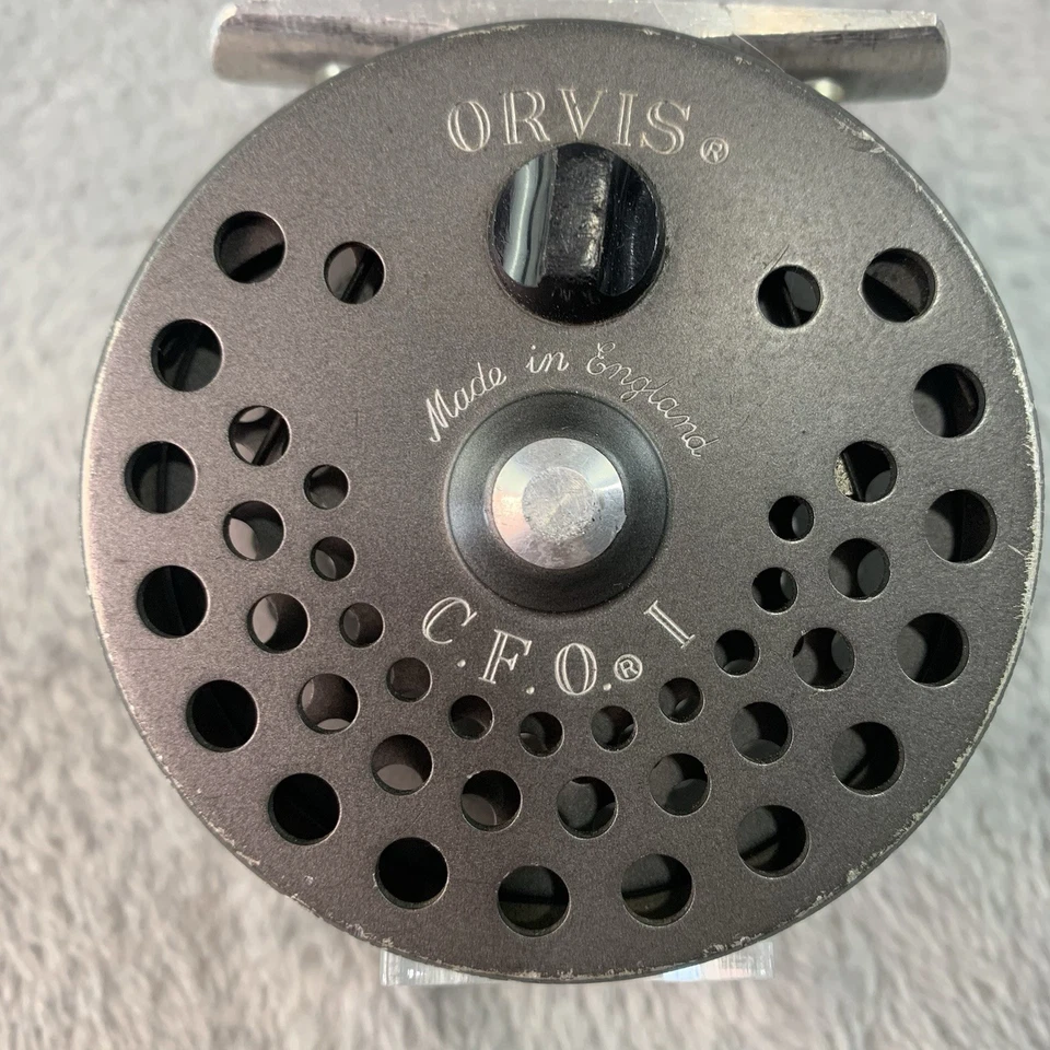 Carrete de pesca con mosca Orvis CFO I con bolsa Orvis hecho en Inglaterra pistola metal gris trucha Foto 2 de 4