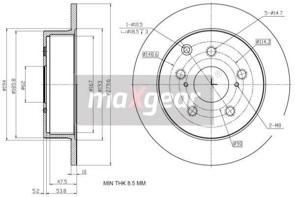 2 X Bremsscheibe Maxgear 19-2353 FüR Toyota Avensis-image