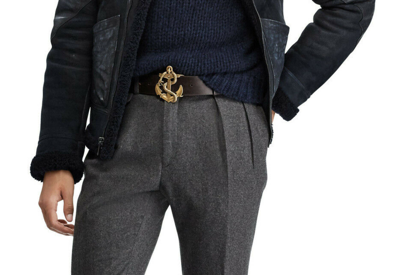 Ralph Lauren Purple Label Shearling Aviator Jacket Navy - M - $4995 Sold Out image 10