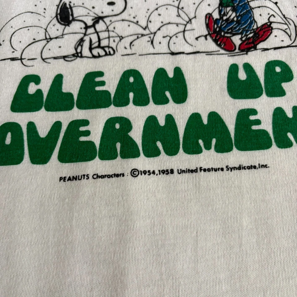 Винтажная футболка Snoopy Peanuts Clean Up Government размер L/XL 1970-е Artex РЕДКАЯ - Изображение 2 из 4