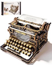ROKR Vintage Typewriter Model Kit to Build 3D Wooden Puzzles Adults Gifts Black