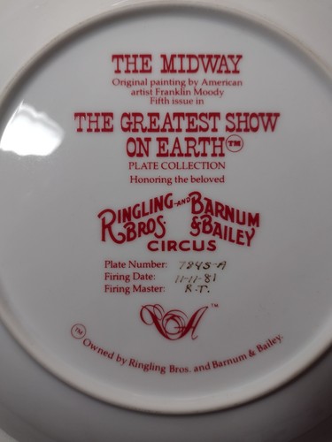 Vintage Lot Of 8 Circus Plates Greatest Show On Earth Numbered Gold Rim 8.5" EUC - Picture 4 of 24