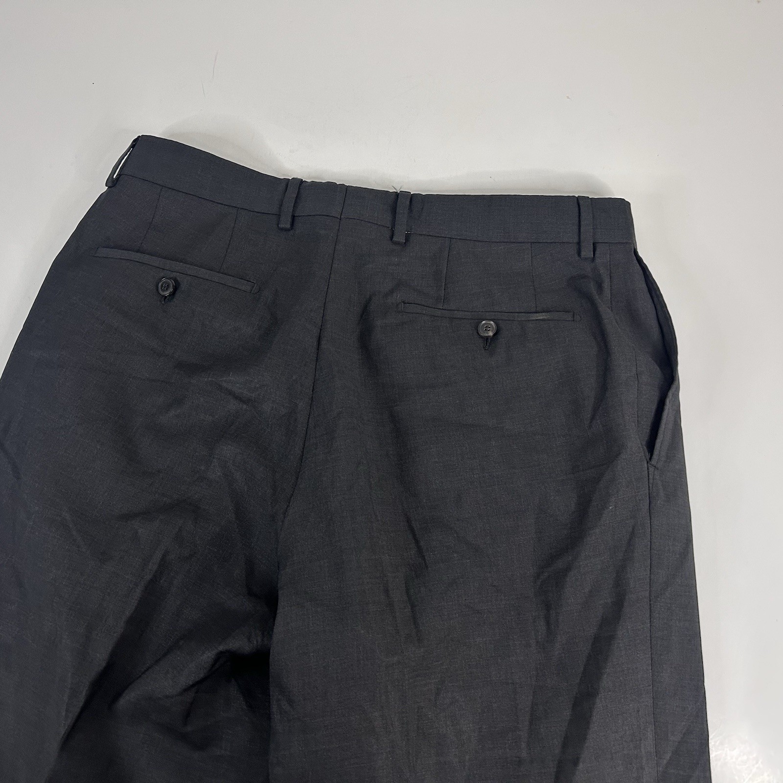 Hugo Boss 34 x 31 Jeffrey US 100% Wool Dress Pants Dark Gray Flat Front Formal thumbnail 5