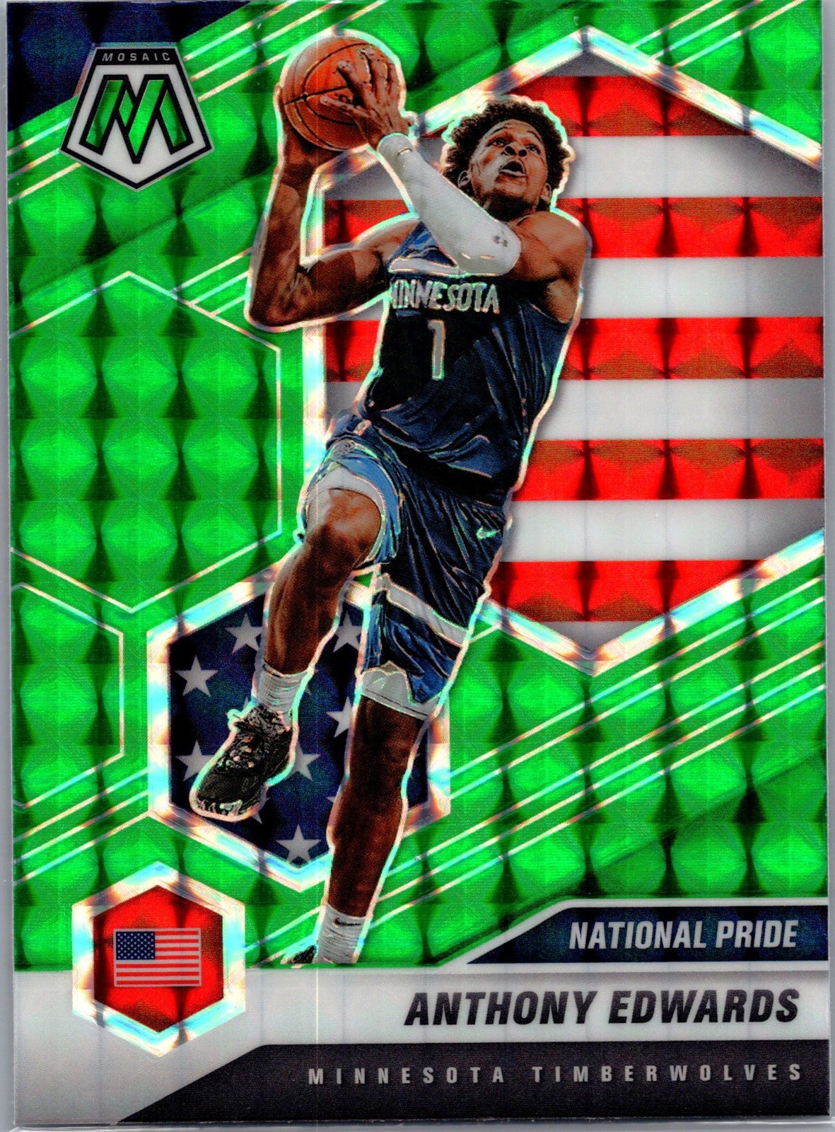 2020 Mosaic Anthony Edwards RC National Pride Green Timberwolves