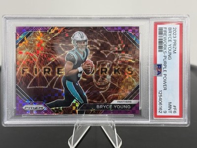 Bryce Young /49 Fireworks Purple Power PSA 9 2023 Panini Prizm Carolina Panthers