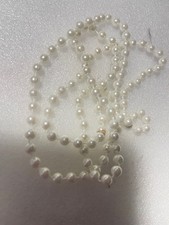 Ladies 17 Inch Round White Pearl beads Necklace Women's 1/4" party/halloweenV15