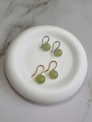 Vintage Green Jade Earrings Gold 14k & 925 Sterling Silver Jewelry