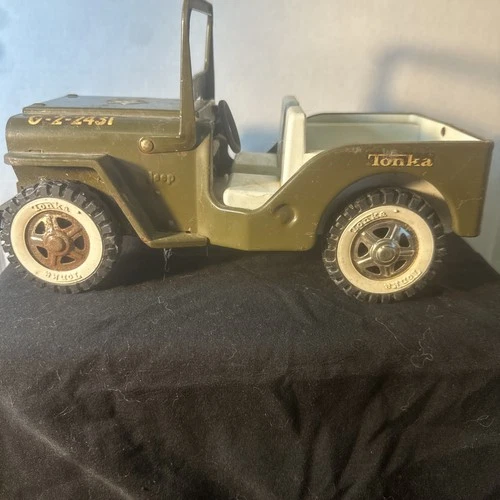 Tonka GR2-2431 Army Jeep 1960 Nice Pressed Steel Old Toy 10 " Long