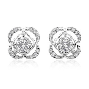 Spectrum Round Lab Grown Diamond Flower Halo Stud Earrings Solid Silver 0.91ct
