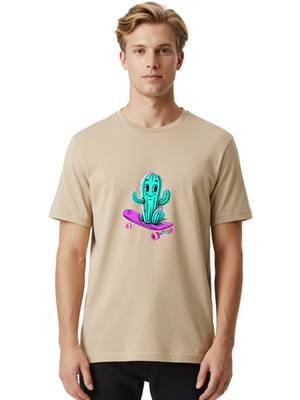 Cactus-On-Skateboard-4 Mens Graphic Tee, 100% Cotton, Casual Summer Wear