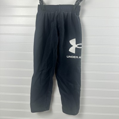 Under Armour Sweatpants Boys 5 Black Cotton Fleece Lined Spellout Elastic Waist