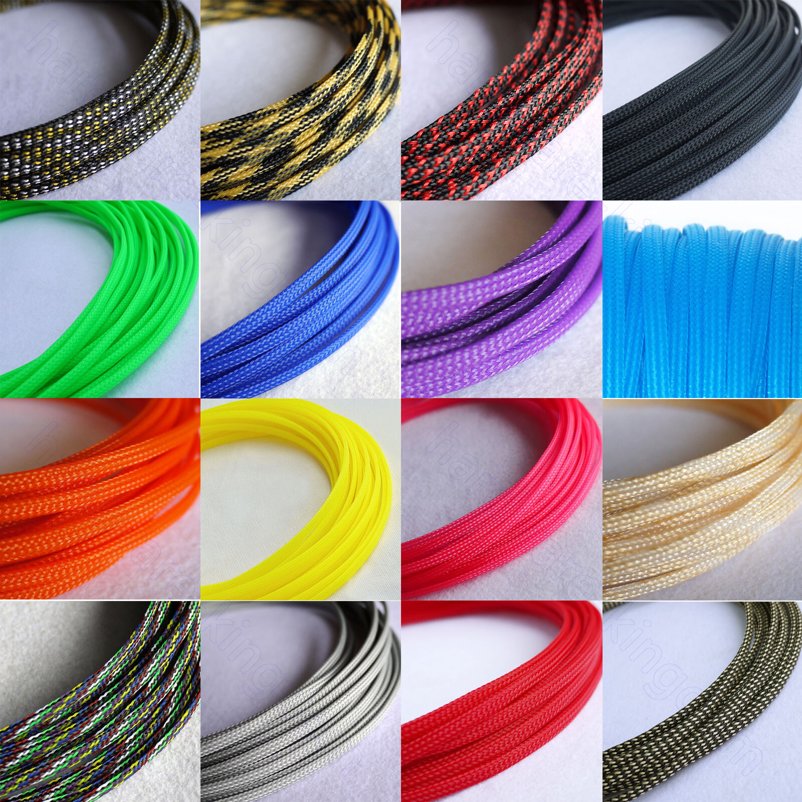 PET Nylon Braided Sleeve Tube 3 mm 40 mm Width Car Audio Cable Wire
