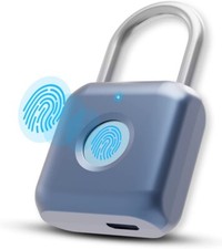 Fingerprint, Smart Bluetooth Padlock,, USB Charging Fence,Shed,Gym,Locker (Blue)