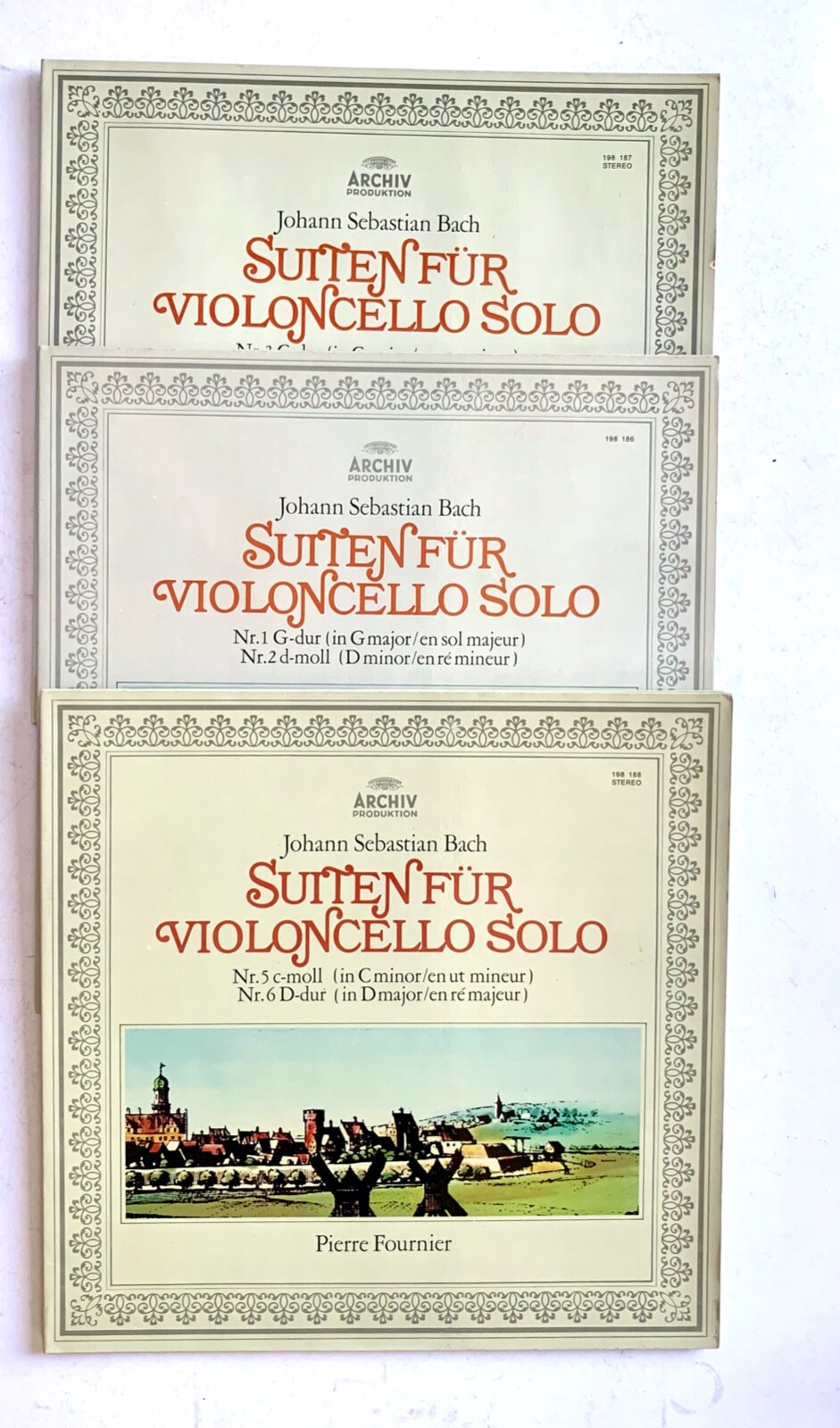 Pierre Fournier cello, Bach Suites for Cello solo Archiv  3  LP  NM, EX