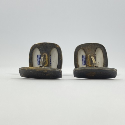 Georg Jensen Royal Copenhagen Cufflinks Silver 925 Gold Crown - Picture 4 of 6