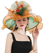 Women Organza Fascinator Church Derby Hat Floral Tea Party Wedding Hat One Size