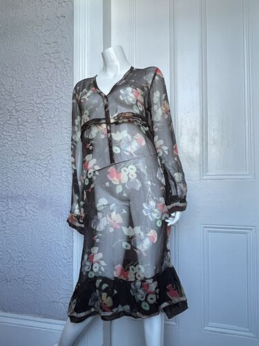 Vintage 30's Style Johnny Was Sheer Floral Dress M