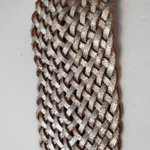 BED STU Size Small 29" Corliss Silver Metallic Woven Braided Corset Leather Belt - Picture 12 of 12