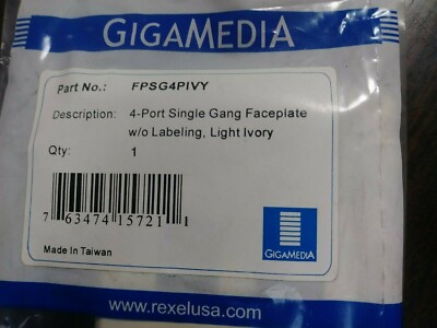 GIGAMEDIA FPSG4PIVY 4-PORT SINGLE GANG KEYSTONE FACEPLATES LOT OF 10 NEW NO BOX