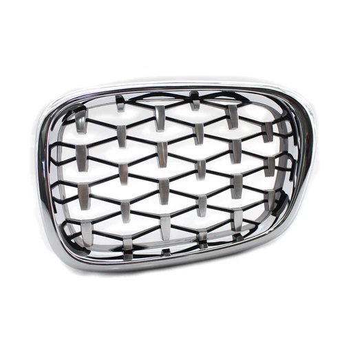 For BMW 5 Series E39 M5 1999-2003 Pair Black/Chrome Front Diamond Kidney Grilles - Picture 21 of 21