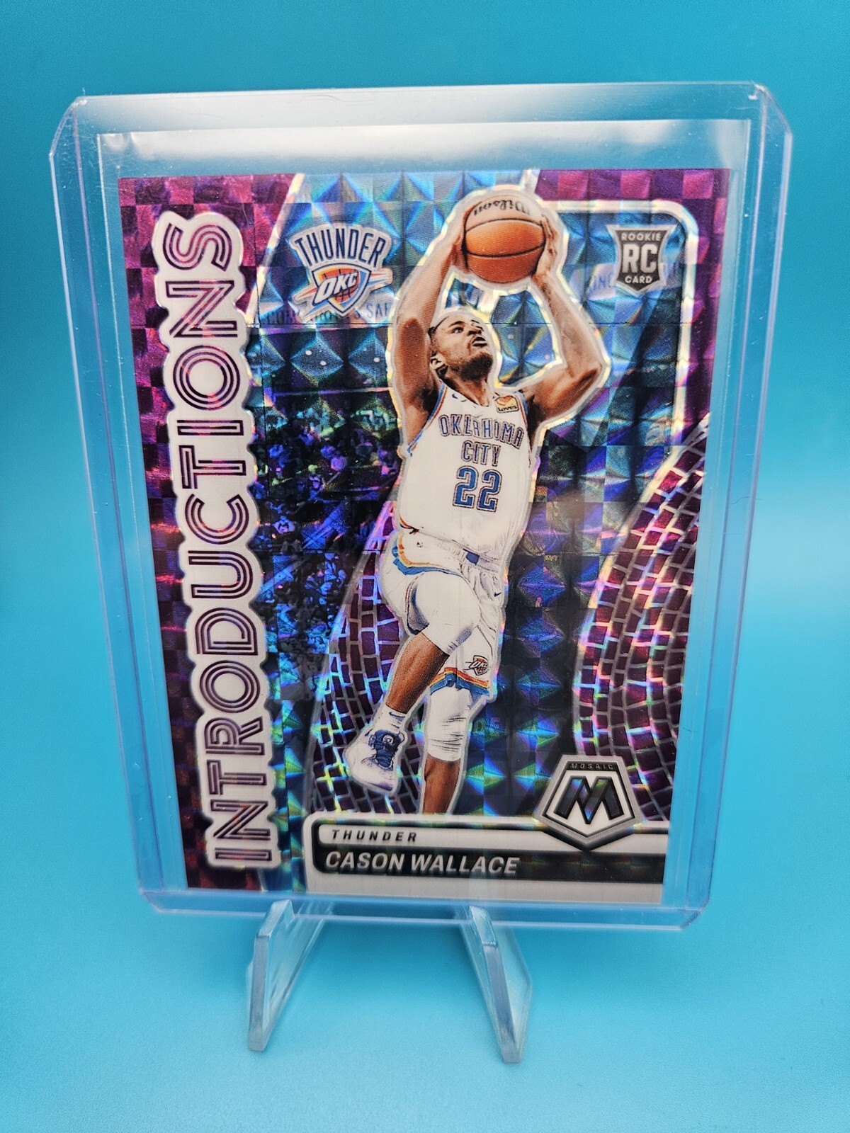 CASON WALLACE 2023-24 Panini Mosaic Introductions #9 ROOKIE PURPLE MOSAIC 63/99