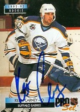 Keith Carney autographed Hockey Card (Buffalo Sabres) 1992 Pro Set #223
