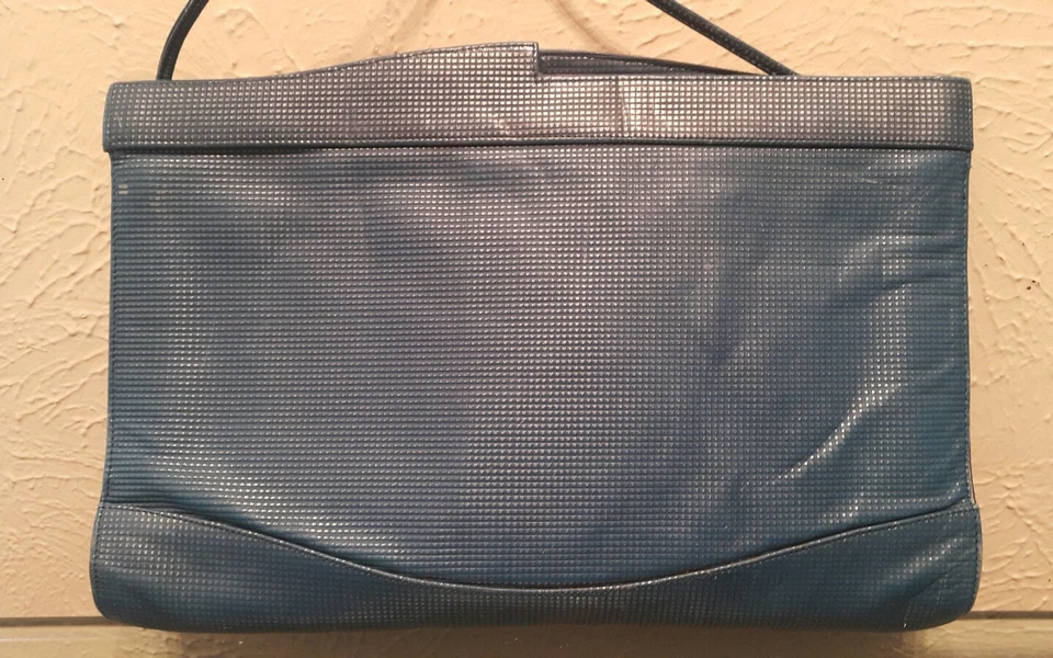 Vin. Сумка через плечо Charles Jourdan Paris синяя кожаная на петлях конверт клатч - Изображение 3 из 4