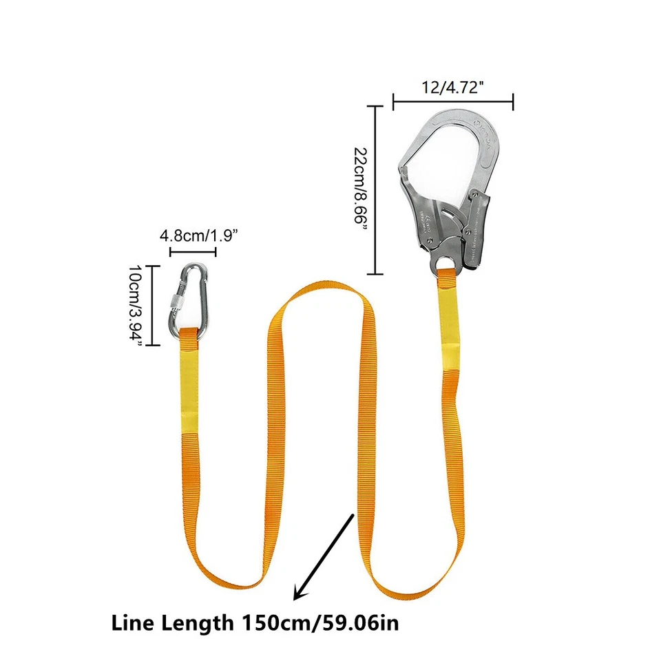 1.5m Safety Fall Arrest Full Body Protection Harness Scaffold Hook Lanyard UK - Image 2 of 4