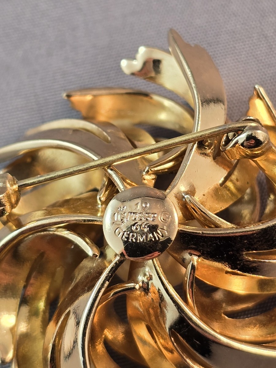 GROSSE ブローチ Vintage Grosse Germany Brooch 1964 Gold Plated With