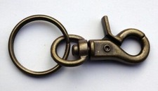 3 Lobster Scissor Trigger Clasp Claw + Key Ring Antique Brass ~ Length 2-3/4"
