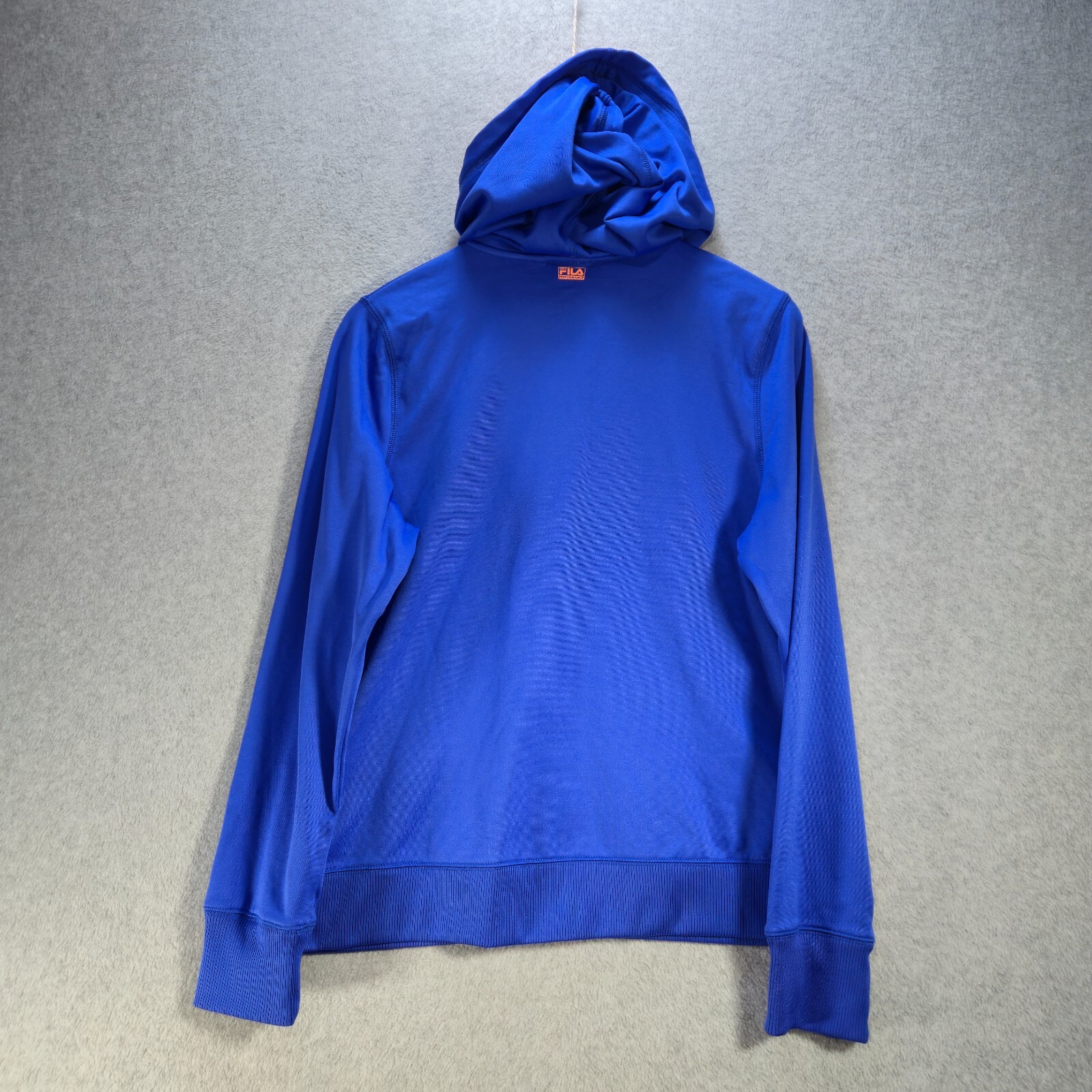 Maglione Fila donna grande manica lunga zip cappuccio tasche maglia blu