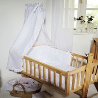 Clair De Lune White Broderie Anglaise Rocking Crib Cradle Drape Bedding Set Clair De Lune White Broderie Anglaise Rocking Crib Cradle Drape Bedding Set